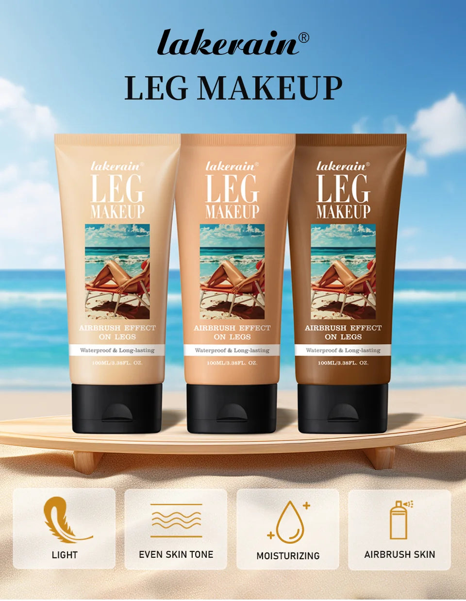 100ml Leg Makeup Long-lasting Waterproof And Anti-Transfer Concealer Even Skin Tone Wheat Tan Brown Liquid Foundation