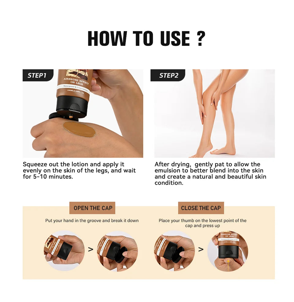 100ml Leg Makeup Long-lasting Waterproof And Anti-Transfer Concealer Even Skin Tone Wheat Tan Brown Liquid Foundation