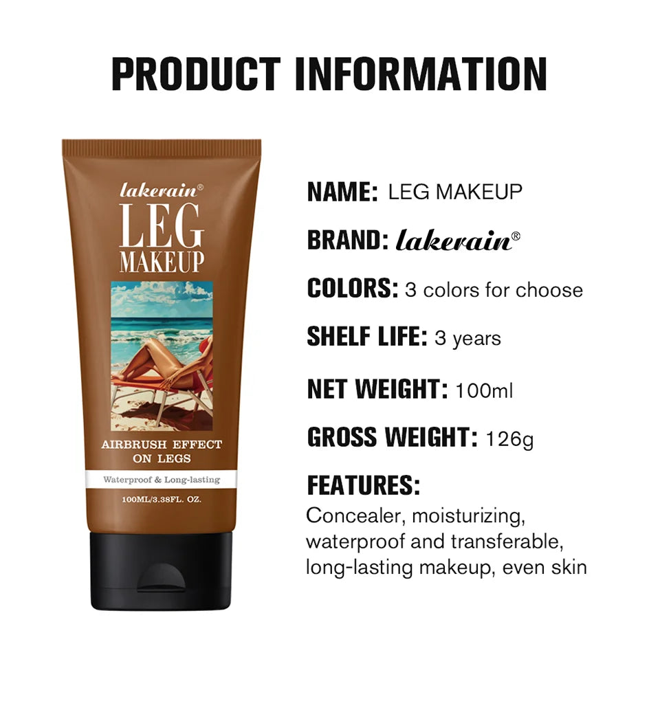 100ml Leg Makeup Long-lasting Waterproof And Anti-Transfer Concealer Even Skin Tone Wheat Tan Brown Liquid Foundation