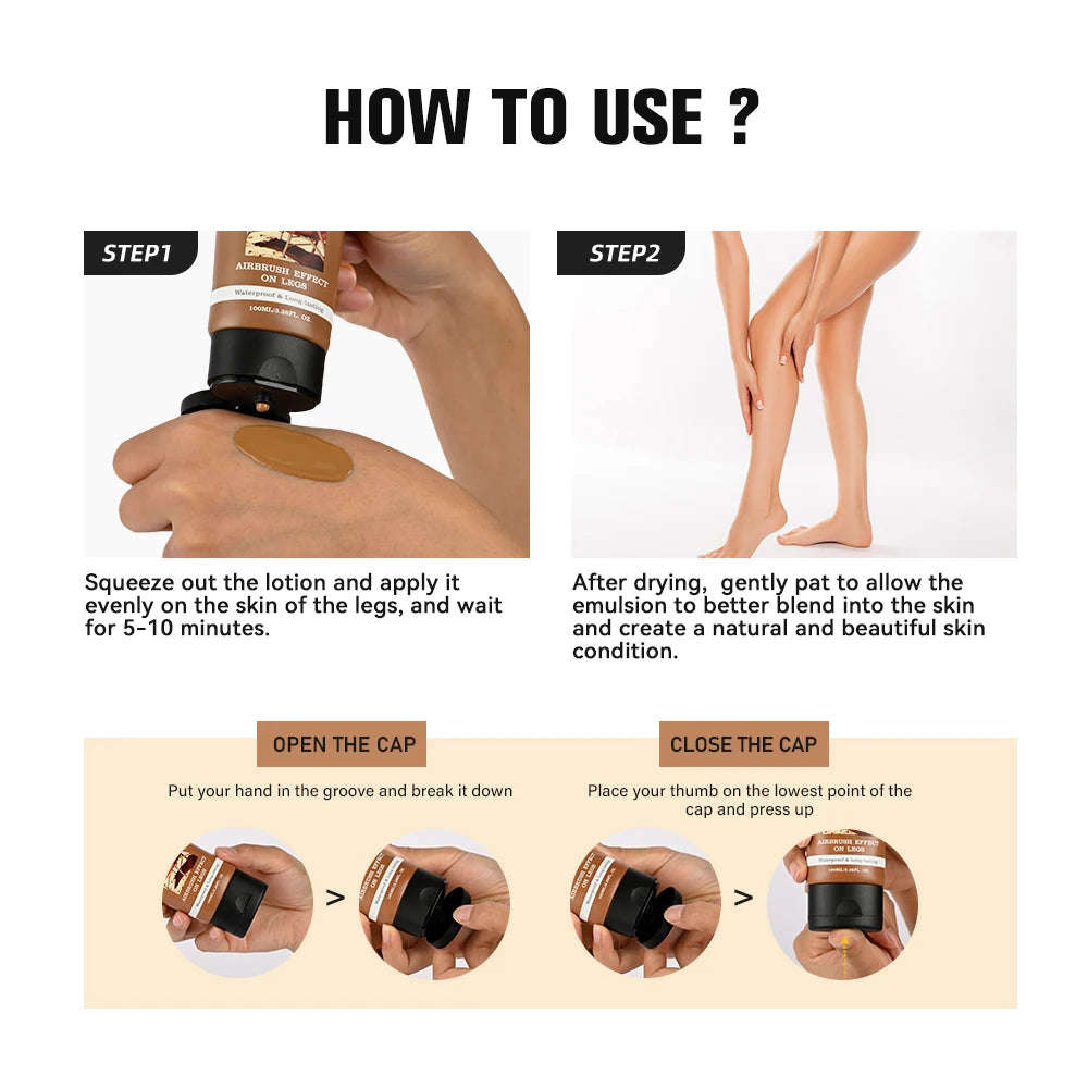 100ml Leg Makeup Long-lasting Waterproof And Anti-Transfer Concealer Even Skin Tone Wheat Tan Brown Liquid Foundation